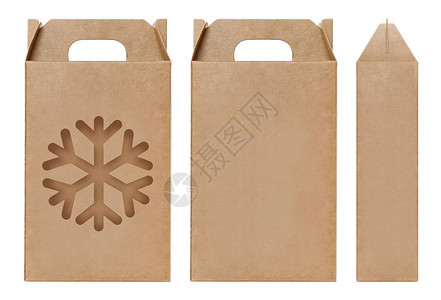 盒子棕色窗口冰雪形状切出包装模板图片