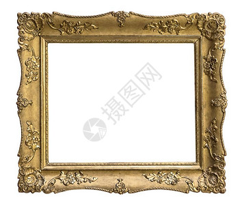 绘画镜子或照片的金框高清图片