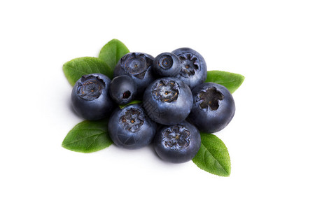 Bilberry或有叶子的蓝莓背景图片
