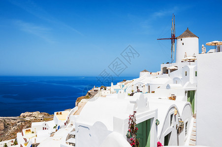 希腊圣托里尼岛Santorini的白色建筑图片