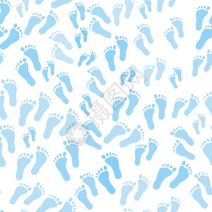 白蓝造型其脚印与白色背景分离无图片