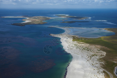 南大西洋福克兰群岛美丽的白色沙滩和清图片