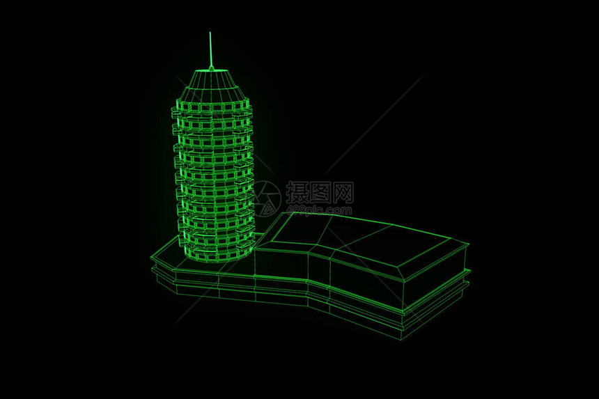 以Wireframe全图风格建楼漂亮的图片