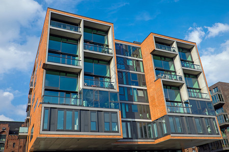 汉堡港口城市的现代公寓背景图片