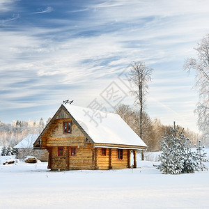 冬季传统农村住图片