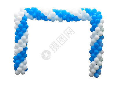 白气球和蓝色气球的多彩拱背景图片