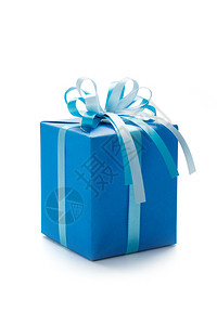 蓝色礼物盒白纸上图片