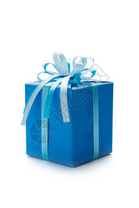 蓝色礼物盒白纸上图片