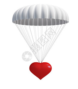 白色背景上降落伞的心图片