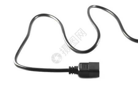 黑色电源缆插座在白色图片
