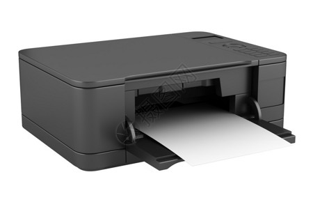 现代黑色办公室多功能打印机在白色背图片