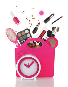 粉红购物袋和时钟与各图片