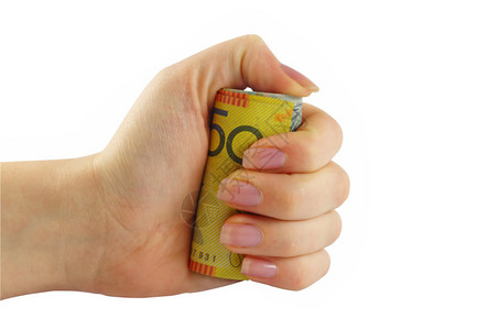 女手握着澳大利亚的钱图片