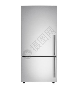 白色背景的不锈钢冰箱图片