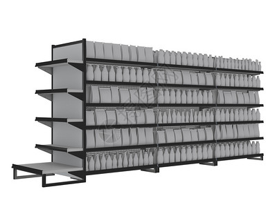 白色空白产品的货架集图片