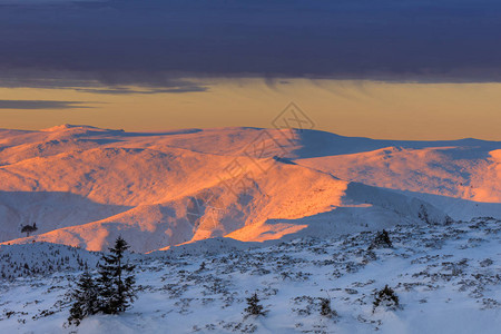 冬天的山地风景雪库克斯山背景图片
