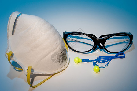 防尘罩耳塞和安全眼镜个人防护设图片