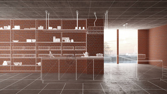 家居装修房屋开发概念背景在建室内设计定制建筑设计项目白墨素描展示简背景图片