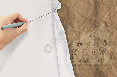 商业手拉绳开皱纸展示以回收纸为概图片