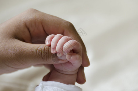 婴儿手握着大人的手指背景图片