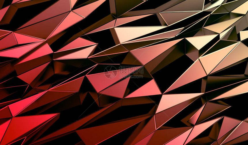 三角面的抽象3d渲染未来多边形状的当代背景带有锐利线条的图片