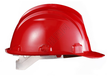 安全工人红色头盔孤立背景图片