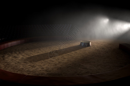 一个经典马戏场的A3D变形和一个空环技师讲台在黑暗的情调背景上由戏背景图片