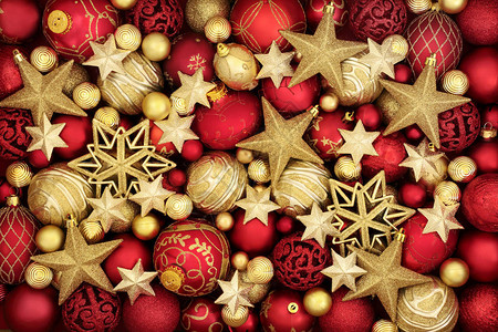 圣诞节装饰背景配有红色和金图片