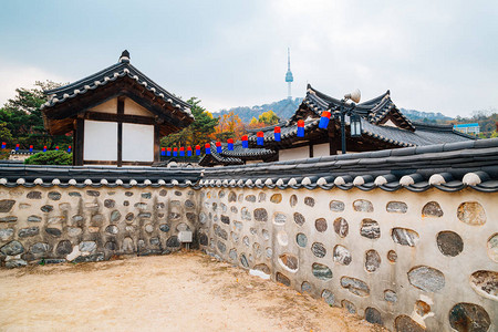 韩国秋天的韩国传统房屋图片