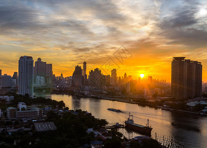 在日出时间的曼谷都市风景图片