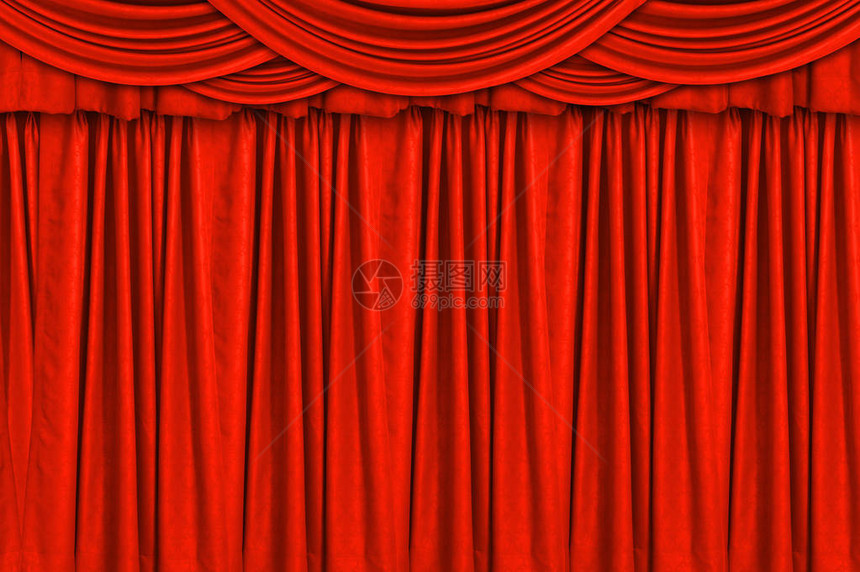 背景的红色天鹅绒舞台幕布图片