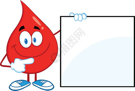 红色血滴卡通人物显示一个空白符号图片