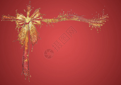 圣诞背景与闪发光的液体丝带蝴蝶结背景图片