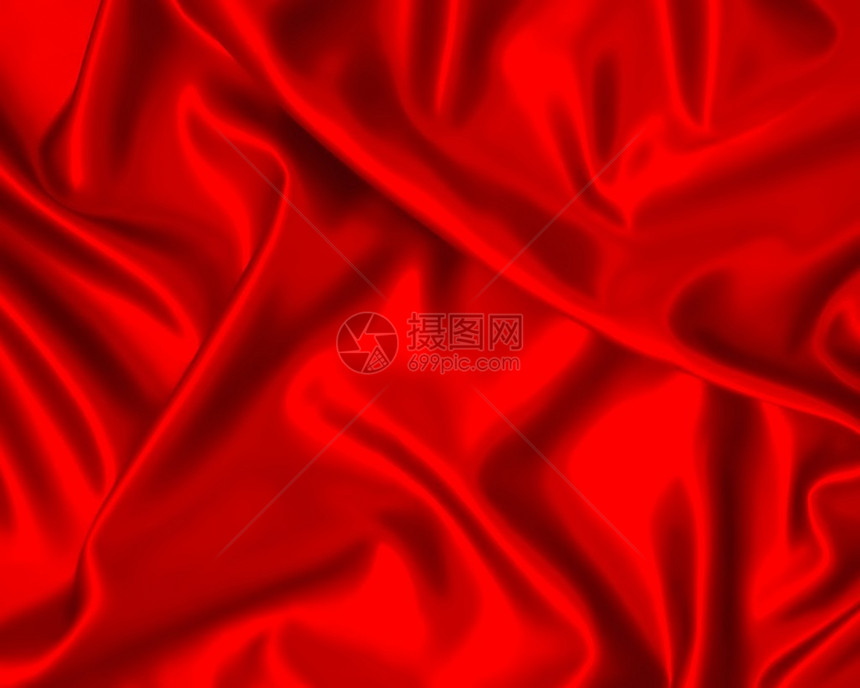 插图与褶皱的红色丝绸布图片