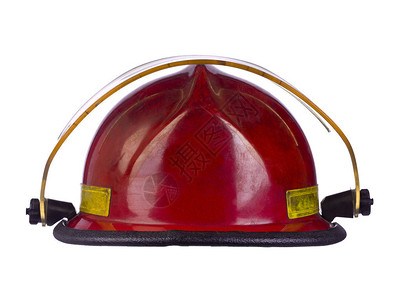红色消防员头盔在白色背图片