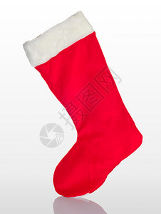 白色背景上的传统圣诞袜图片