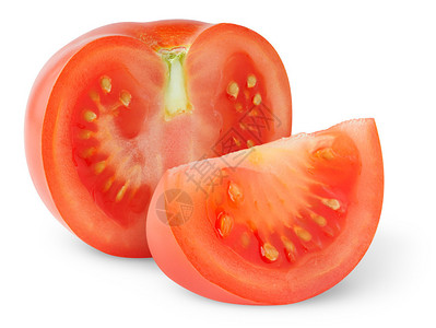 番茄片上白色孤立背景图片