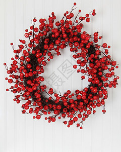 冬青浆果的圣诞花环图片