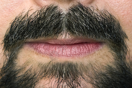 男士胡须和嘴唇特写图片