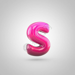 有光泽的红色和粉色渐变油漆字母S小写气泡扭曲字体的3D渲染图片