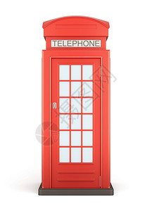 英国电话亭白色的电话亭前视图3d渲染设计图片