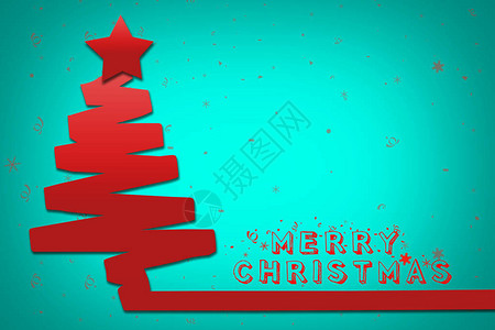 蓝色背景上的圣诞树圣诞快乐插图图片