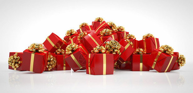 红色圣诞节礼物盒图片