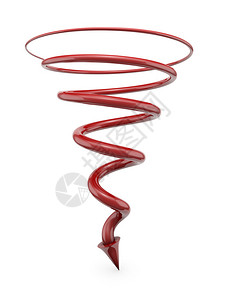 红色螺旋线与孤立的白色上的箭头背景图片