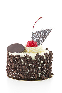 孤立在白色背景上的黑森林蛋糕背景图片