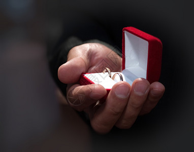 礼品盒中的结婚戒指图片背景图片