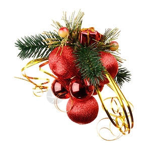 圣诞节背景白色背景孤立的红色大树边环绕背景图片