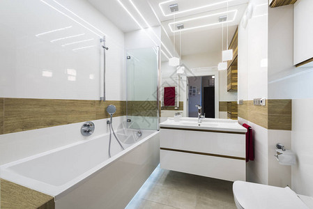 现代浴室内设计木质饰面图片