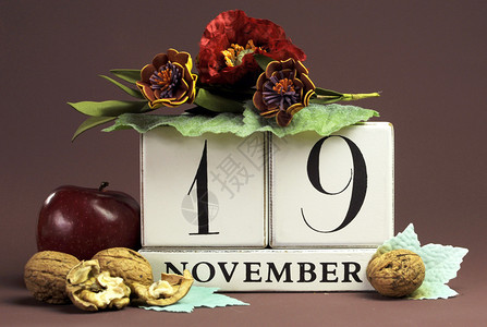 保存日期为11月19日的季节个人日历图片