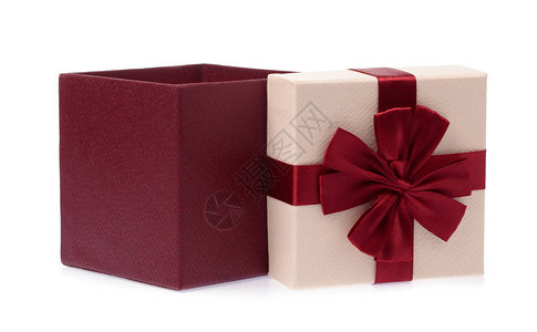 圣诞和新年的开放礼品箱概念在白背景图片